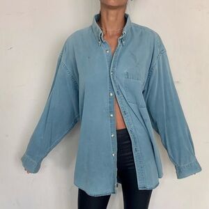 Vintage Soffftest Oversized Worn-In Work Shirt in Pale Ocean Blue - Size XS - XL